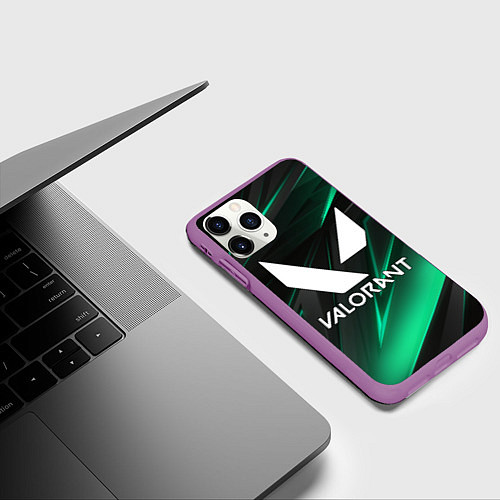 Чехол iPhone 11 Pro матовый VALORANT / 3D-Фиолетовый – фото 3