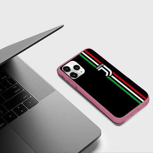 Чехол iPhone 11 Pro матовый JUVENTUS / 3D-Малиновый – фото 3
