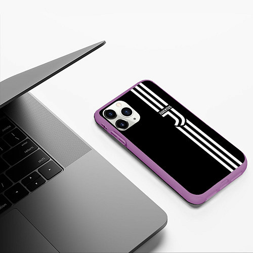 Чехол iPhone 11 Pro матовый JUVENTUS / 3D-Фиолетовый – фото 3