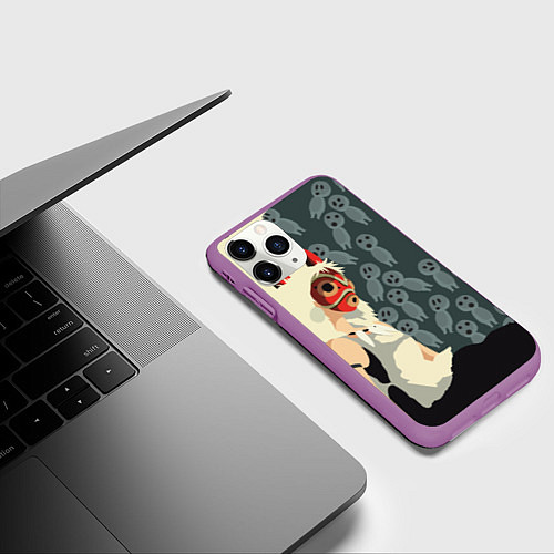 Чехол iPhone 11 Pro матовый Принцесса Мононоке / 3D-Фиолетовый – фото 3