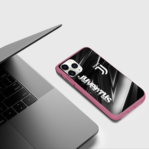 Чехол iPhone 11 Pro матовый JUVENTUS / 3D-Малиновый – фото 3