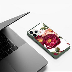 Чехол iPhone 11 Pro матовый Розы, цвет: 3D-темно-зеленый — фото 2