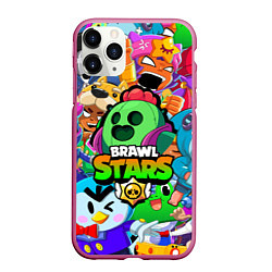 Чехол iPhone 11 Pro матовый BRAWL STARS SPIKE, цвет: 3D-малиновый