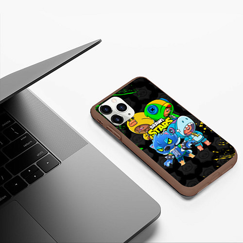 Чехол iPhone 11 Pro матовый Brawl Stars Leon Quattro / 3D-Коричневый – фото 3