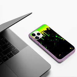 Чехол iPhone 11 Pro матовый НЕОНОВЫЕ ПОДТЕКИ, цвет: 3D-сиреневый — фото 2