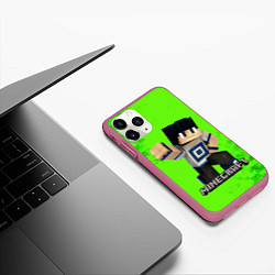 Чехол iPhone 11 Pro матовый MINECRAFT, цвет: 3D-малиновый — фото 2