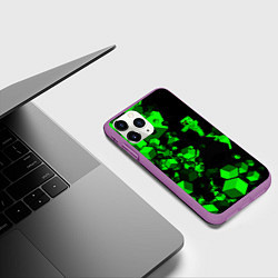 Чехол iPhone 11 Pro матовый MINECRAFT CREEPER, цвет: 3D-фиолетовый — фото 2