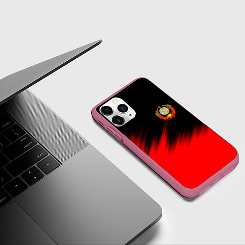 Чехол iPhone 11 Pro матовый СССР / 3D-Малиновый – фото 3