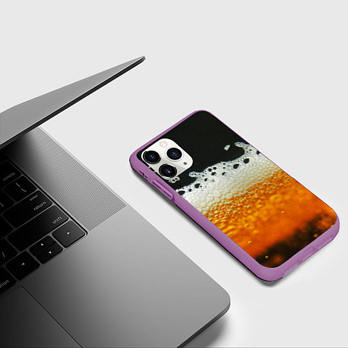 Чехол iPhone 11 Pro матовый ТЕМНОЕ ПИВО / 3D-Фиолетовый – фото 3