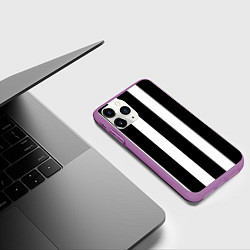 Чехол iPhone 11 Pro матовый Полоска, цвет: 3D-фиолетовый — фото 2
