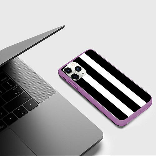 Чехол iPhone 11 Pro матовый Полоска / 3D-Фиолетовый – фото 3
