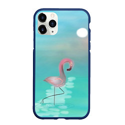 Чехол iPhone 11 Pro матовый Фламинго, цвет: 3D-тёмно-синий