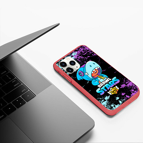 Чехол iPhone 11 Pro матовый Brawl Stars Leon Shark / 3D-Красный – фото 3