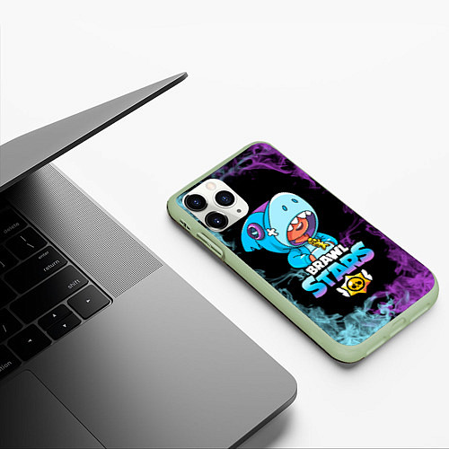 Чехол iPhone 11 Pro матовый Brawl Stars Leon Shark / 3D-Салатовый – фото 3