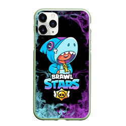 Чехол iPhone 11 Pro матовый Brawl Stars Leon Shark, цвет: 3D-салатовый