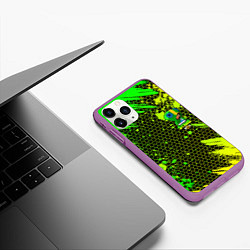 Чехол iPhone 11 Pro матовый Brawl Stars LEON, цвет: 3D-фиолетовый — фото 2