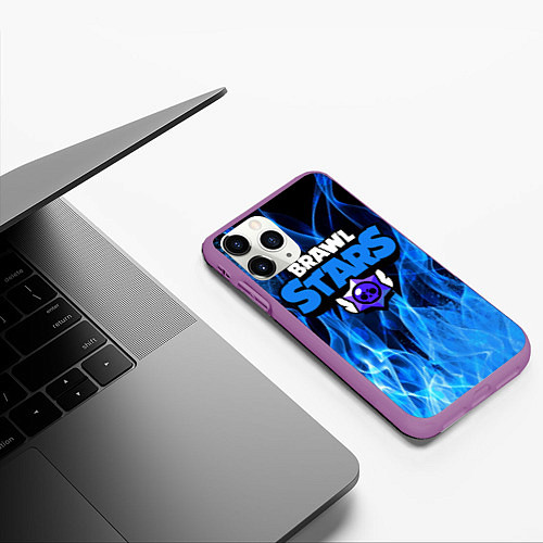 Чехол iPhone 11 Pro матовый BRAWL STARS / 3D-Фиолетовый – фото 3