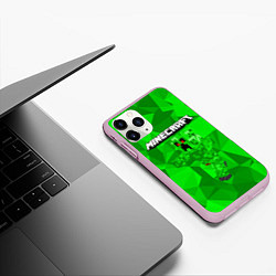 Чехол iPhone 11 Pro матовый Minecraft, цвет: 3D-розовый — фото 2