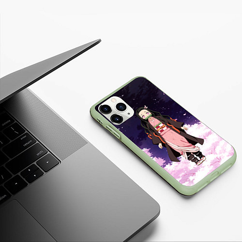 Чехол iPhone 11 Pro матовый Незуко / 3D-Салатовый – фото 3