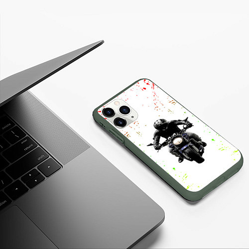 Чехол iPhone 11 Pro матовый МОТОЦИКЛЫ / 3D-Темно-зеленый – фото 3
