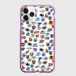 Чехол iPhone 11 Pro матовый NHL PATTERN Z, цвет: 3D-фиолетовый