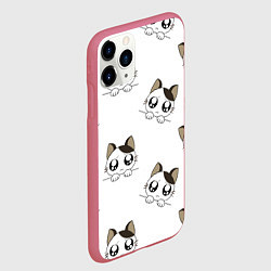 Чехол iPhone 11 Pro матовый Котята, цвет: 3D-малиновый — фото 2