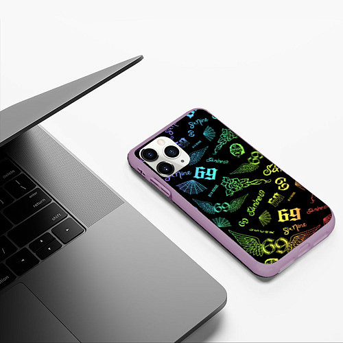 Чехол iPhone 11 Pro матовый 6IX9INE / 3D-Сиреневый – фото 3