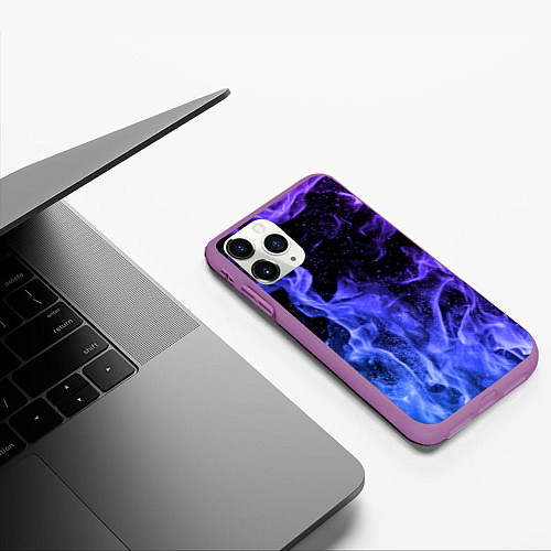 Чехол iPhone 11 Pro матовый ОГОНЬ / 3D-Фиолетовый – фото 3