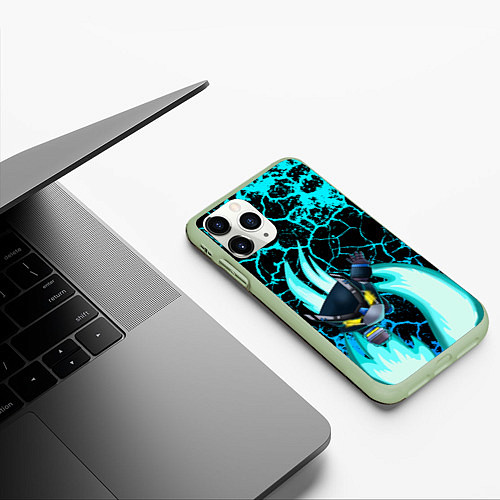 Чехол iPhone 11 Pro матовый Brawl stars mecha crow / 3D-Салатовый – фото 3