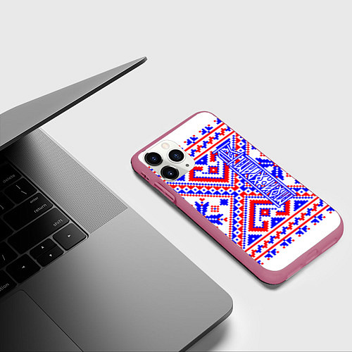 Чехол iPhone 11 Pro матовый Лес мой храм / 3D-Малиновый – фото 3