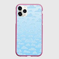 Чехол iPhone 11 Pro матовый Очень светлые голубые облака, цвет: 3D-малиновый