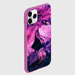 Чехол iPhone 11 Pro матовый Розовый разводы жидкость цвета, цвет: 3D-фиолетовый — фото 2