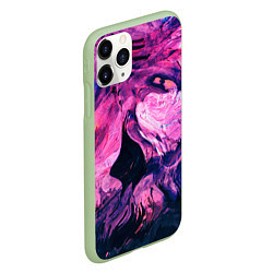 Чехол iPhone 11 Pro матовый Розовый разводы жидкость цвета, цвет: 3D-салатовый — фото 2