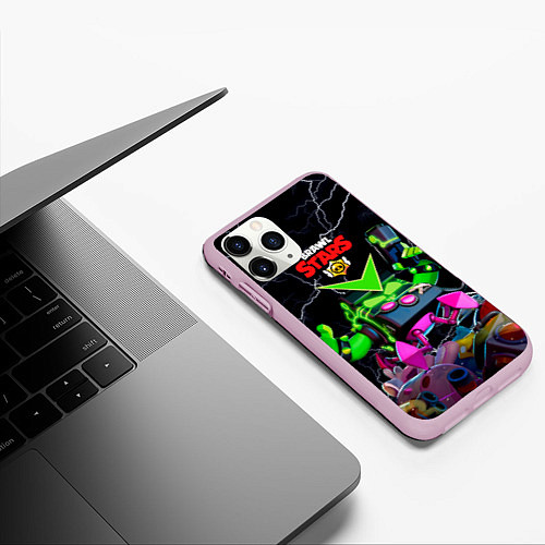 Чехол iPhone 11 Pro матовый Brawl Stars Virus 8-Bit / 3D-Розовый – фото 3