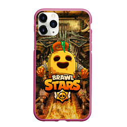 Чехол iPhone 11 Pro матовый Brawl Stars Robot Spike, цвет: 3D-малиновый