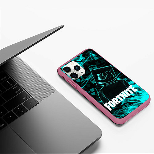 Чехол iPhone 11 Pro матовый Fortnite Marshmello / 3D-Малиновый – фото 3