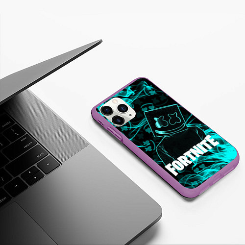 Чехол iPhone 11 Pro матовый Fortnite Marshmello / 3D-Фиолетовый – фото 3