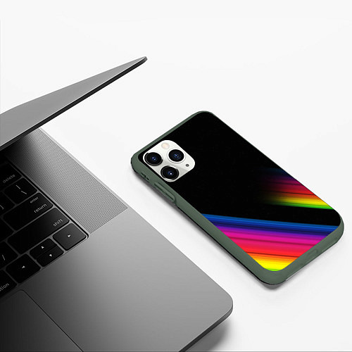 Чехол iPhone 11 Pro матовый НЕОНОВАЯ ТЕКСТУРА / 3D-Темно-зеленый – фото 3