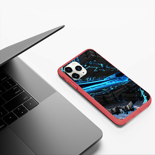 Чехол iPhone 11 Pro матовый DIGITAL ABSTRACT / 3D-Красный – фото 3