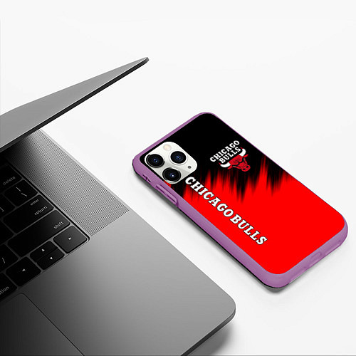 Чехол iPhone 11 Pro матовый CHICAGO BULLS / 3D-Фиолетовый – фото 3