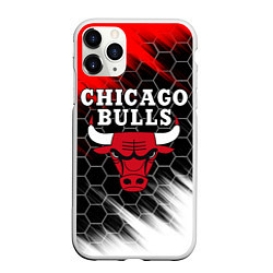 Чехол iPhone 11 Pro матовый CHICAGO BULLS, цвет: 3D-белый