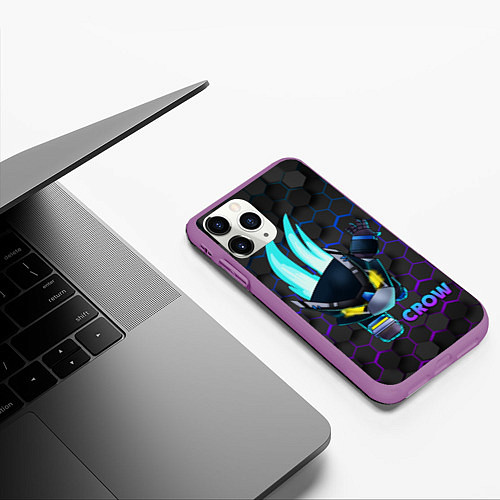 Чехол iPhone 11 Pro матовый Brawl Stars CROW / 3D-Фиолетовый – фото 3