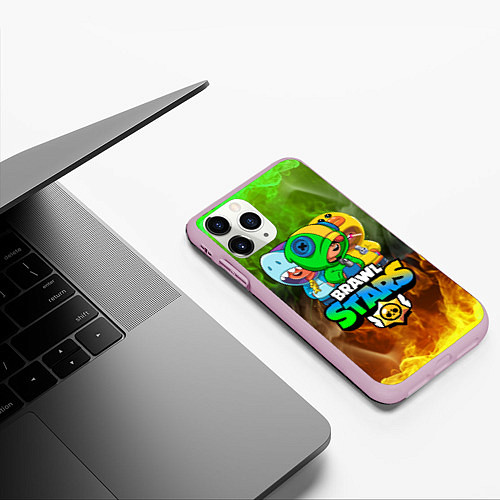 Чехол iPhone 11 Pro матовый BRAWL STARS LEON TRIO / 3D-Розовый – фото 3