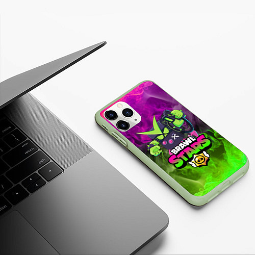 Чехол iPhone 11 Pro матовый BRAWL STARS VIRUS 8-BIT / 3D-Салатовый – фото 3