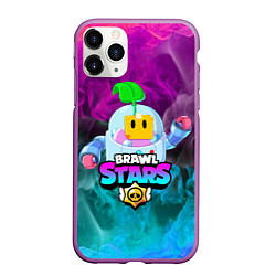 Чехол iPhone 11 Pro матовый BRAWL STARS SPROUT, цвет: 3D-фиолетовый