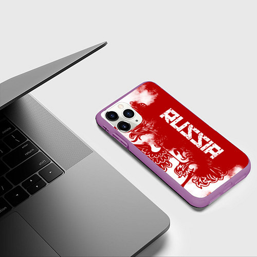 Чехол iPhone 11 Pro матовый Russia / 3D-Фиолетовый – фото 3