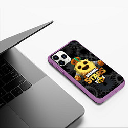 Чехол iPhone 11 Pro матовый Brawl Stars Robot Spike, цвет: 3D-фиолетовый — фото 2