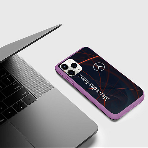 Чехол iPhone 11 Pro матовый MERCEDES-BENZ / 3D-Фиолетовый – фото 3