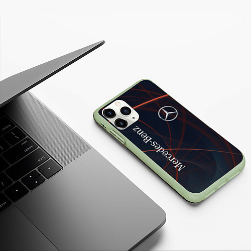 Чехол iPhone 11 Pro матовый MERCEDES-BENZ / 3D-Салатовый – фото 3
