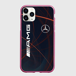 Чехол iPhone 11 Pro матовый MERCEDES-BENZ AMG, цвет: 3D-малиновый